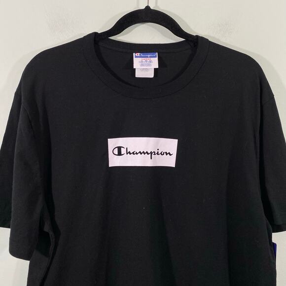 Champion Men Black Logo Lightweight Short Sleeve Tee Size L NWT - Picture 2 of 7